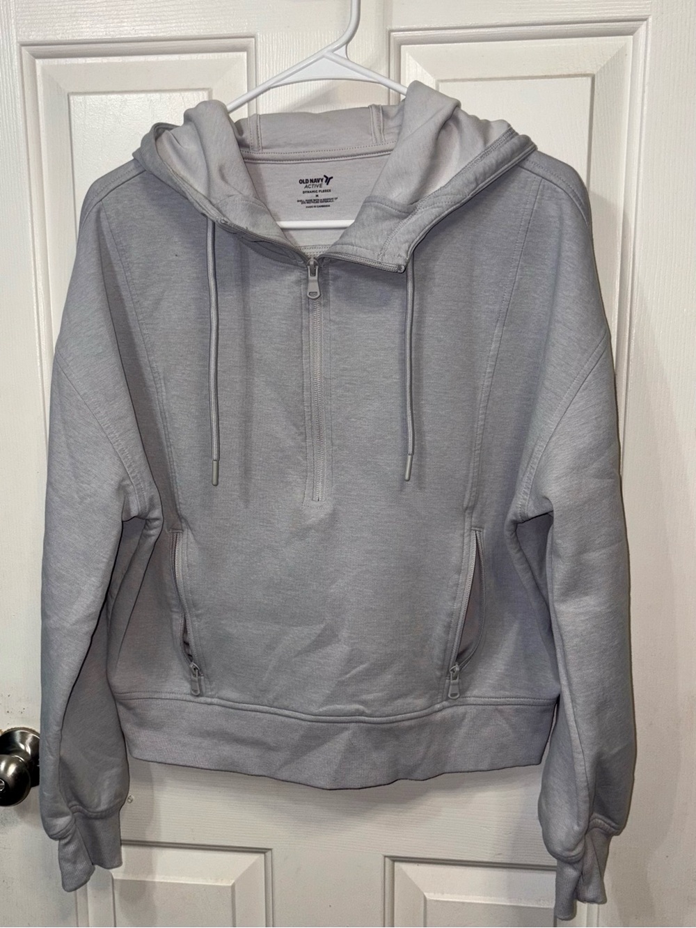 Old Navy Light Gray Half-Zip Hooded Pullover